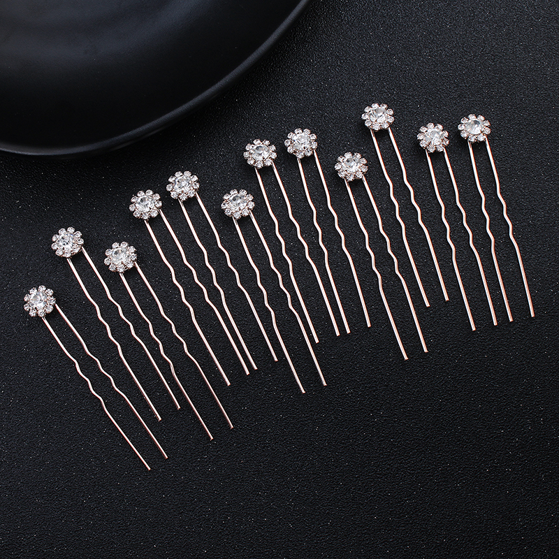 Supply Florist - 12PK/Set Fashion Rhinestone Flower Cute Hairpin