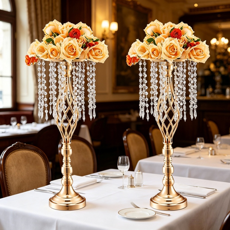 Elegant Tall Gold Crystal Flow - Florist Supply Vases recensione e prezzo