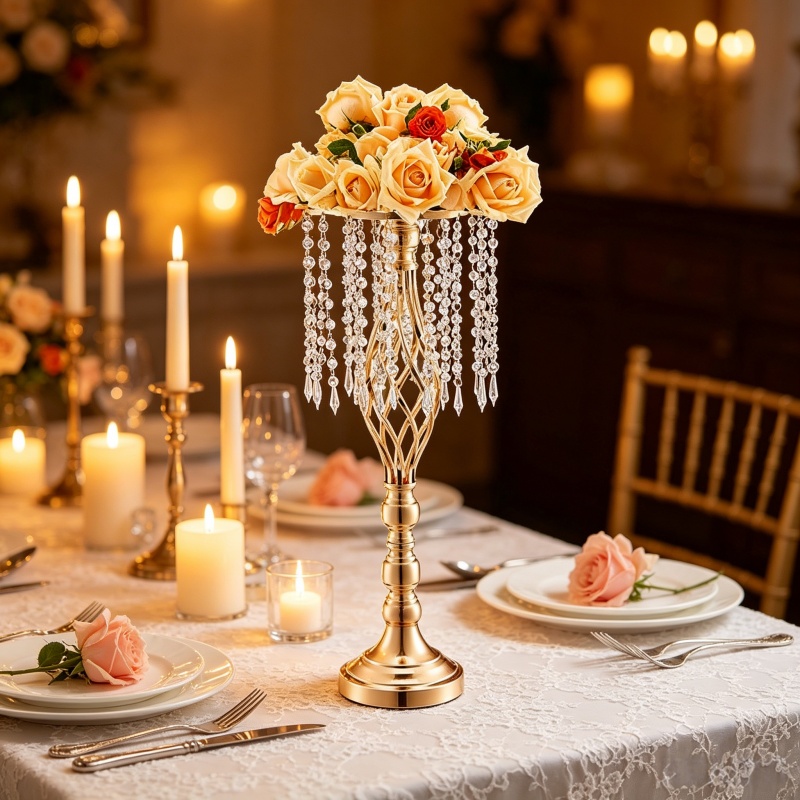 Elegant Tall Gold Crystal Flow - Florist Supply Vases recensione e prezzo